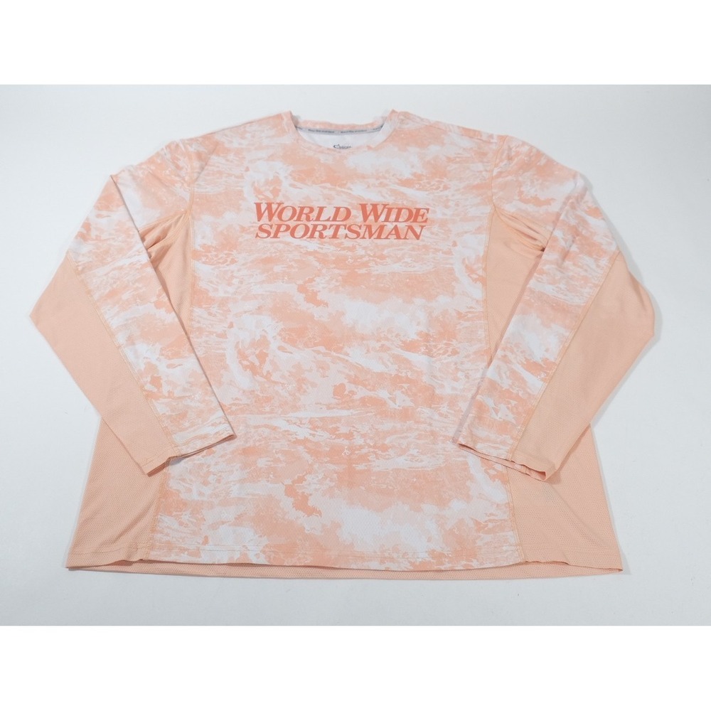 World Wide Sportsman Fishing Shirt Mens XL Orange Logo Performance Long Sleeve